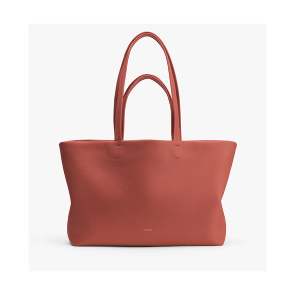 Cuyana Bags Cuyana Small Easy Tote In Dark Coral Pebbled Leather